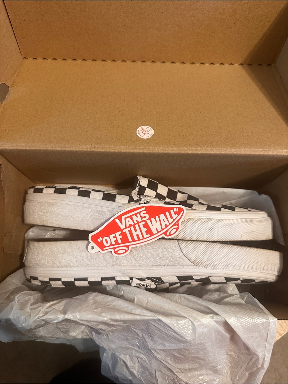 Vans Checkerboard Slip-On Sneakers - Black, White - Picture 6 of 6